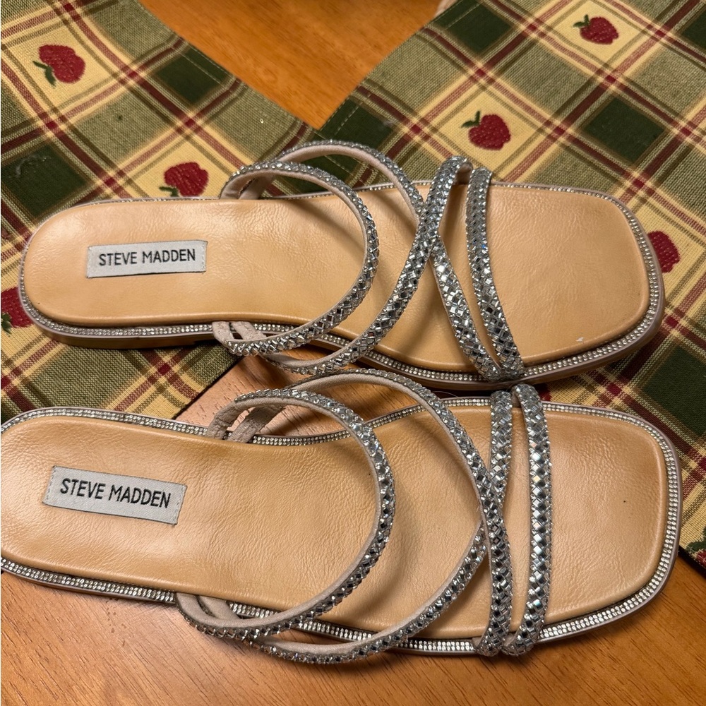 Steve Madden Glittering Silver Strappy Sandals